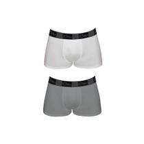 Kit com 2 Cuecas Boxer Zorba em Algodão com elastano Branco/Grafite