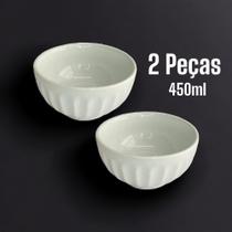 Kit Com 2 Cumbucas Canelada Porcelana Branca Sorvetes Açaí