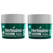 Kit Com 2 Desodorante Creme Fragrância Action Herbíssimo 55g