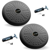 Kit com 2 Discos de Equilíbrio Inflável 33cm Balance Cushion C/ Bomba Preto
