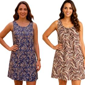 KIT com 2 (DOIS) Vestidos de Liganete - Malha Fria estampada - Flor de Paula