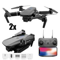 KIT Com 2 Drones E88 Profissionais com 2 Cameras 4K, 2 Baterias cada App Completo Video/Foto Wi-Fi Voo 360 com Bolsa - DronePro