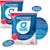 Kit com 2 Elevador De Alcalinidade Suall Alcalinizante Produtos De Piscina 4kg