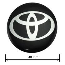 Kit Com 2 Emblema Resinado Toyota Preto Cromado 48Mm