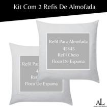 Kit Com 2 Enchimentos Almofada 45x45 Refil Fibra Siliconada Premium e Poliéster Branco Decorativa
