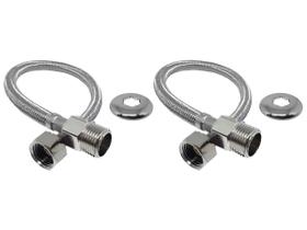 Kit Com 2 Engate Flexível Mangueira Trançado Aço Inox 40 Cm Kit Com 2 Engate Flexível Mangueira Trançado Aço Inox 40 Cm