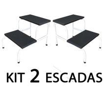 Kit Com 2 Escada Clínica de 2 Degraus Piso Em MDF Com Antiderrapante Branca Medcombo