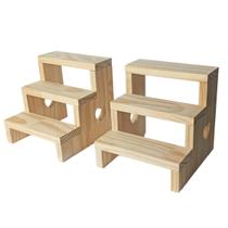 Kit com 2 Escadinhas 3 Degraus Madeira Rústica para Decoração Lembrancinhas Porta Doces