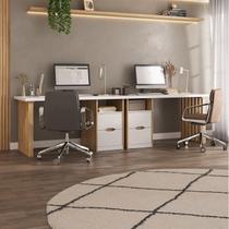 Kit com 2 Escrivaninhas Florence Elegante com Pés Ripados, 4 Gavetas e Nichos