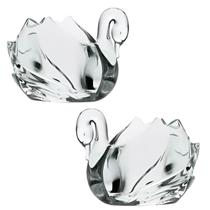 Kit com 2 Esculturas Cisne Em Vidro Corpo Aberto100ml Presente Bibelô com 12cm