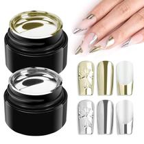 Kit com 2 Esmaltes em Gel Makartt - Cores Chrome Metálico Prata e Ouro Kit com 2 Esmaltes em Gel Makartt - Cores Chrome Metálico Prata e Ouro
