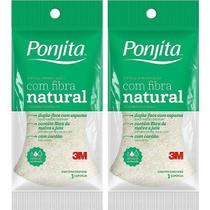 Kit com 2 Esponja de Banho com Fibra Natural Dupla Face Ponjita