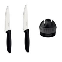 Kit com 2 Facas Chef 7 Polegadas Afiador Profio Qualidade e Precisão na Cozinha