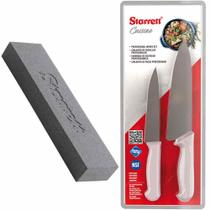 Kit com 2 Facas para Cozinha e Pedra de Afiar Faca 120/320 Dupla Face Starrett