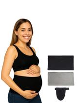 Kit com 2 faixas e 1 extensor de calça para gestante