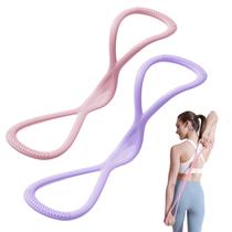 Kit com 2 faixas elásticas de resistência em formato 8 com alças, 15 lb e 25 lb
