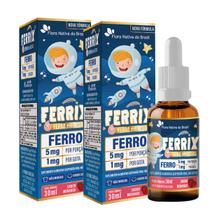 Kit com 2 Ferrix Ferro em Gotas 30ml Suplemento Alimentar Sabor Morango
