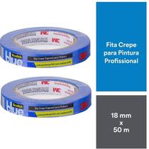 Kit com 2 Fita Crepe Blue Tape Profissional 3M 18MM X 50M