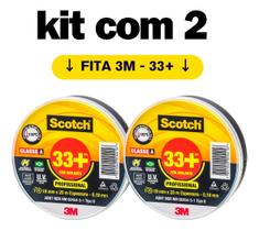 Kit com 2 Fita Isolante 3M SCOTCH 33+ 19MM X 20m