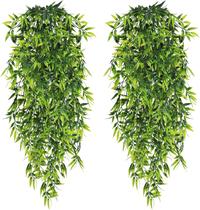 kit com 2 folhagem bambo bambu 65cm artificiais verde folhagem trepadeiras decoração de prateleiras planta verde artificial realista