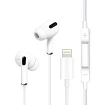 Kit com 2 Fone Ouvido com fio Compativel Lightning iOS - iPhone 6 7 8 PLUS X XR XS MAX IPHONE 11 12 13 14 15 PRO MAX - Modelo Earpods 2 Geração. - A gold