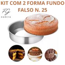 Kit Com 2 Forma De Fundo Falso Fundo Removível De 25 cm Alumínio Premium IF 35 Kit Com 2 Forma De Fundo Falso Fundo Removível De 25 cm Alumínio Premium IF 35