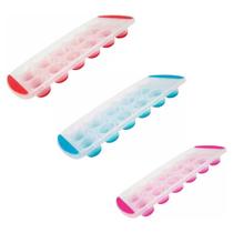 Kit Com 2 Formas De Gelo Silicone 24,5 Cm - 18 Cubos Colorido