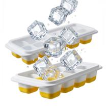 KIT com 2 Formas De Gelo Silicone Fundo Flexível Com Tampa capacidade para 14 Cubos Material Premium