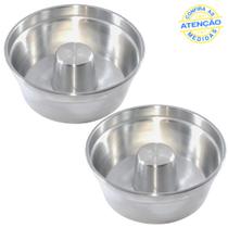 Kit Com 2 Formas Mini Assadeiras Bolo Pudim Hotel Redonda com Tubo Padaria Alumínio N12