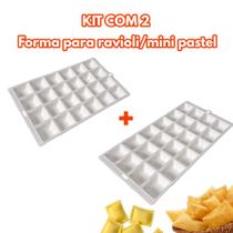 Kit com 2 Formas Para Ravioli e Mini Pastel Faz 24 Recheado