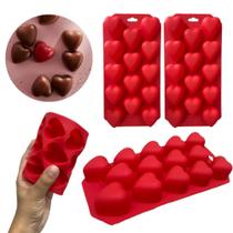 Kit com 2 Forminha de Silicone para Gelo e Chocolate no Formato Coracao Mor