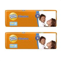 Kit com 2 - Fralda Pom Pom Clássica Mega XXG com 32 Unidades Kit com 2 - Fralda Pom Pom Clássica Mega XXG com 32 Unidades