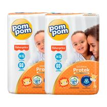 Kit Com 2 Fralda Pom Pom Derma Protek XG Com 60 Unidades