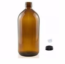 Kit Com 2 Frasco Vidro Ambar 1L Com Tampa E Batoque Rosca 31 Kit Com 2 Frasco Vidro Ambar 1L Com Tampa E Batoque Rosca 31