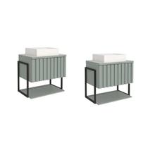 Kit com 2 Gabinetes para Banheiro com Cuba 65cm Mdf Helsing Kit com 2 Gabinetes para Banheiro com Cuba 65cm Mdf Helsing