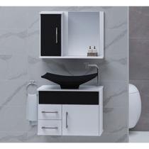 Kit com 2 Gabinetes para Banheiro com Cuba e Espelheira Turin Preto Kit com 2 Gabinetes para Banheiro com Cuba e Espelheira Turin Preto
