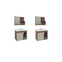 Kit com 2 Gabinetes Suspensos com Cuba e Espelheira Bia Kit com 2 Gabinetes Suspensos com Cuba e Espelheira Bia