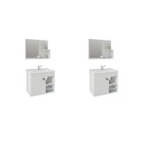 Kit com 2 Gabinetes Suspensos com Cuba e Espelheira Bia Kit com 2 Gabinetes Suspensos com Cuba e Espelheira Bia