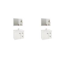 Kit com 2 Gabinetes Suspensos com Cuba e Espelheira Isa