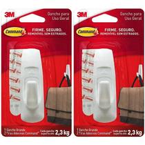 Kit com 2 Gancho Adesivo Command Branco Grande ATE 2,3KG 3M