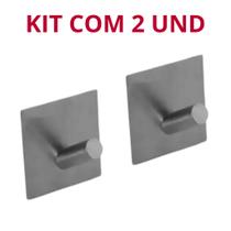 Kit com 2 Gancho Inox Prata De Parede Adesivo Toalhas Bolsas Roupas Chaves Mimo Style