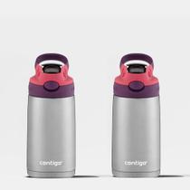 Kit com 2 Garrafas Térmicas AUTOSPOUT Kids Rosa Inox Contigo 384ml Kit com 2 Garrafas Térmicas AUTOSPOUT Kids Rosa Inox Contigo 384ml