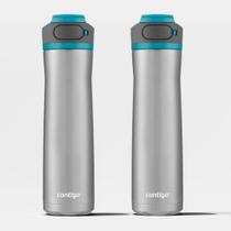 Kit com 2 Garrafas Térmicas Cortland Chill AUTOSEAL Azul Contigo 709ml