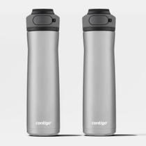 Kit com 2 Garrafas Térmicas Cortland Chill AUTOSEAL Black Contigo 709ml
