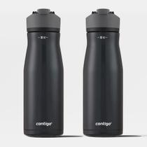 Kit com 2 Garrafas Térmicas Cortland Chill Fit AUTOSEAL Preta Contigo 946ml
