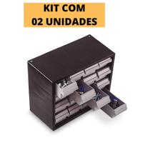 Kit Com 2 Gaveteiro Organizador Com 16 Gavetas Plástico Empilhável 7000 - ARQPLAST