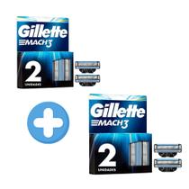 Kit Com 2 Gillette Mach3 Refil Original com 4 Cargas