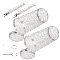 Kit com 2 Grelhas Cilindro 20,5cm Drum Grill Tambor Grelha Para Legumes Vegetais Pão de Alho Churrasco Kit com 2 Grelhas Cilindro 20,5cm Drum Grill Tambor Grelha Para Legumes Vegetais Pão de Alho Churrasco