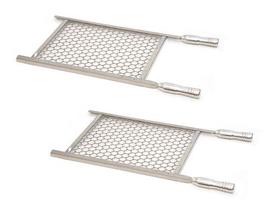 Kit Com 2 Grelhas Para Churrasco Tipo Moeda 30x40 Cabo Alumínio Kit Com 2 Grelhas Para Churrasco Tipo Moeda 30x40 Cabo Alumínio