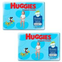 Kit com 2 Huggies Disney Mega Tripla Proteção XXG 32 Unid